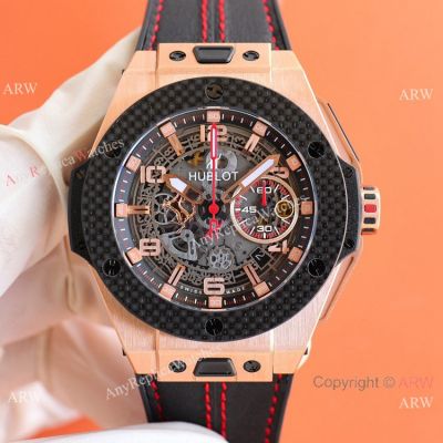 Super Clone 1:1 Hublot UNICO Ferrari Rose Gold Titanium Watch 45mm case